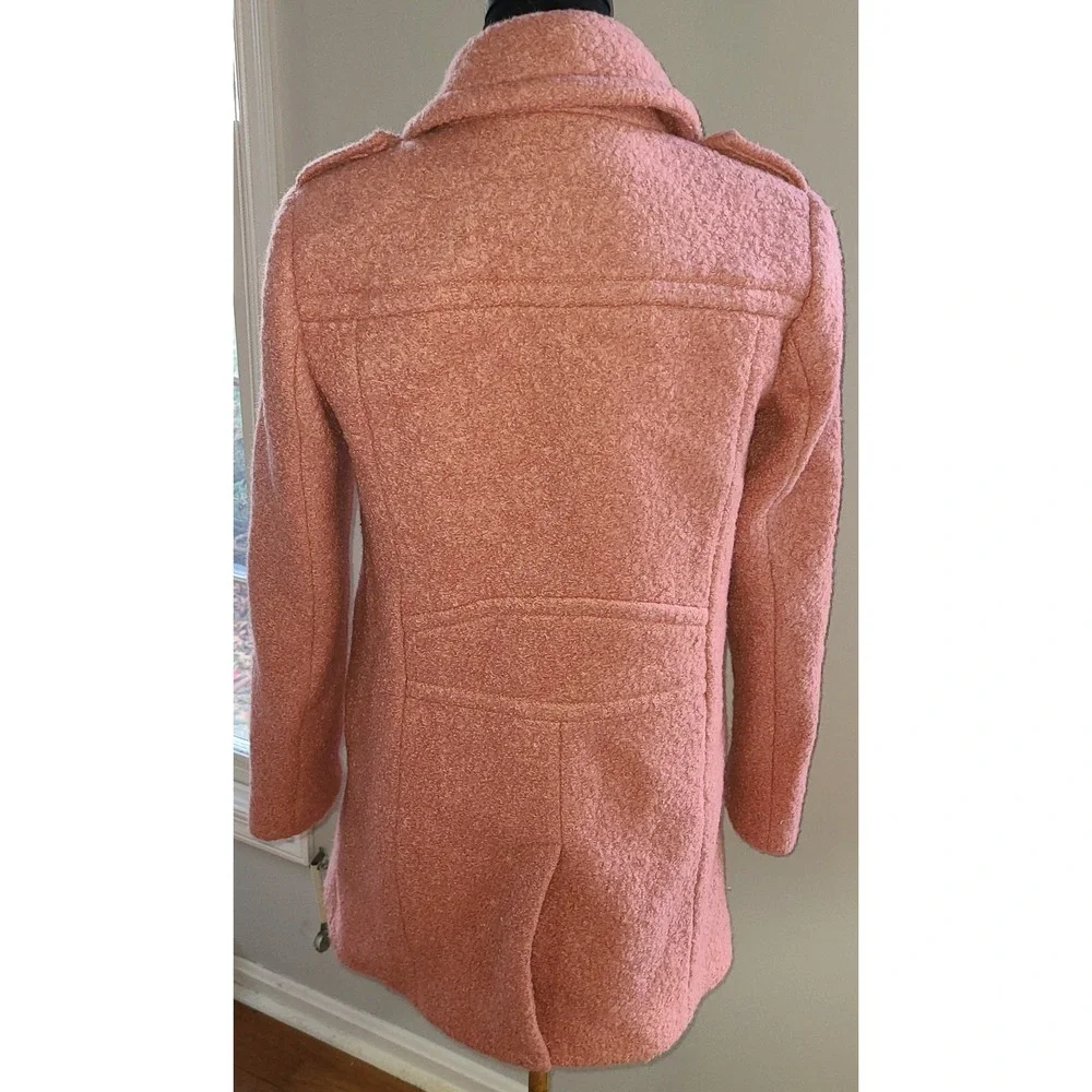NWOT LOFT Marled Moto‎ Wooly Pea coat Size XS Pink Side zipper shoulder lapels